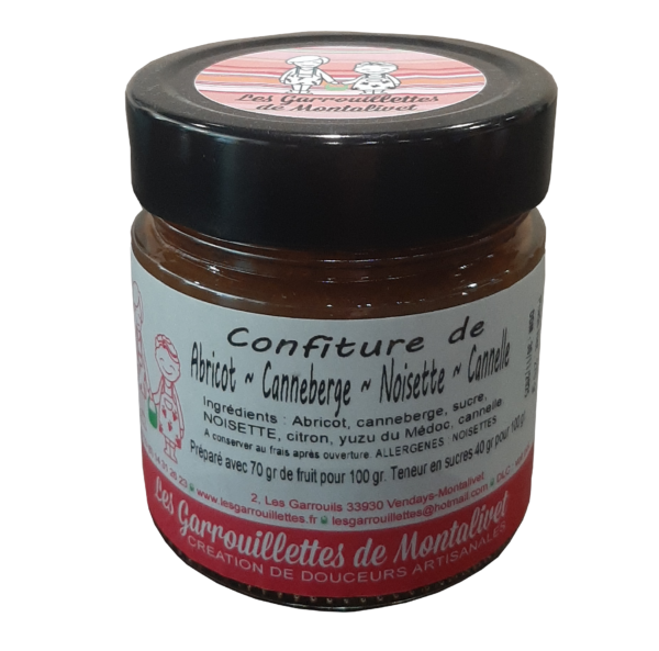 Confiture Abricot, Canneberge, Noisette, Cannelle - 280 gr