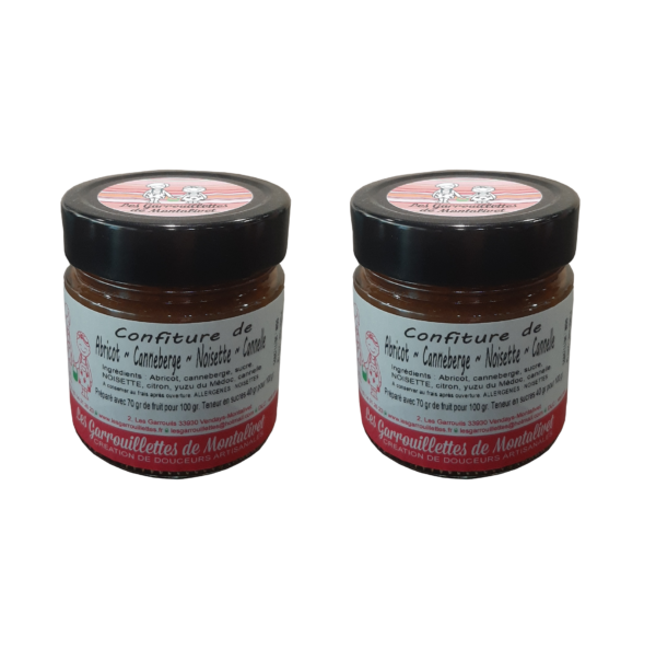 Confiture Abricot, Canneberge, Noisette, Cannelle - 280 gr x2