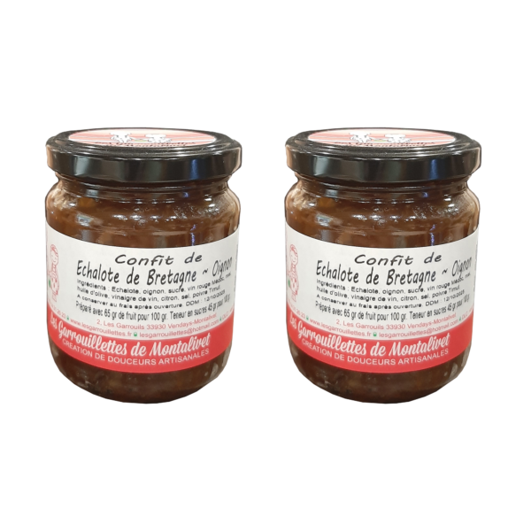 Confit Echalote de Bretagne, Oignon des Garrouillettes de Montalivet - 250 gr x2